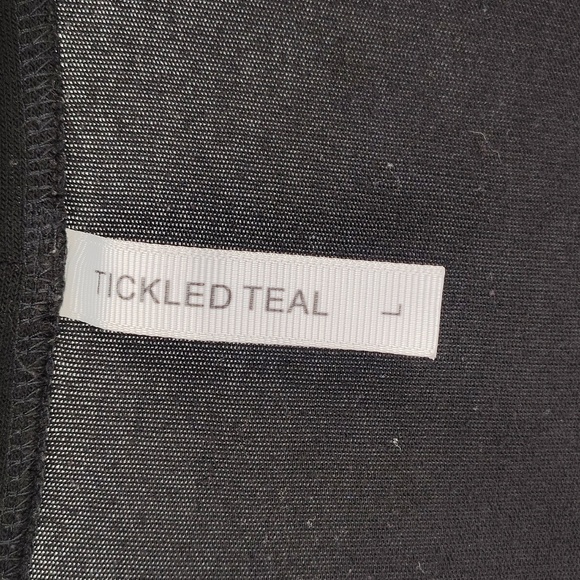 Tickled Teal Open Front Cardigan Size Large Black Front Pockets Long Sleeve - Picture 2 of 6
